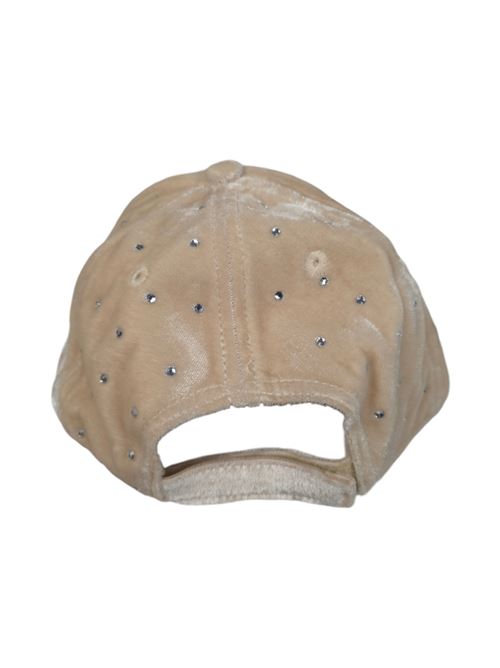 cappello donna modello baseball con strass avorio MC2 Saint Barth | BASEBALL N VELVET STRASS11 EMB